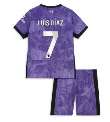 Liverpool Luis Diaz #7 Tredje trøje Børn 2023-24 Kort ærmer (+ korte bukser)